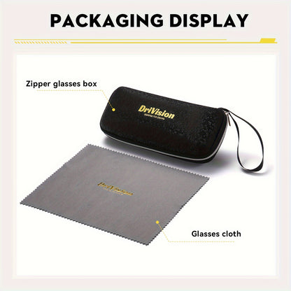 Drivision Unisex Retro Square Punk Style Fashion Glasses Protection Black & Rose Golden Frame with Case & Microfiber Cloth for Outdoor Parties, Casual Wear, Party Accessories, Punk Aesthetic, Highquality Lenses, Trendy Eyewea