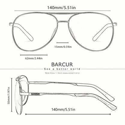BARCUR Polarized Women Men Gradient Metal Pilot UV400 Female Gafas Oculos De Sol Masculino (With Case) with gifts box Mother's Day/give gifts