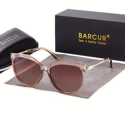 BARCUR Polarized Cat Eye Sunglasses Women Gradient Round Sun Glasses For Women Oculos Lun