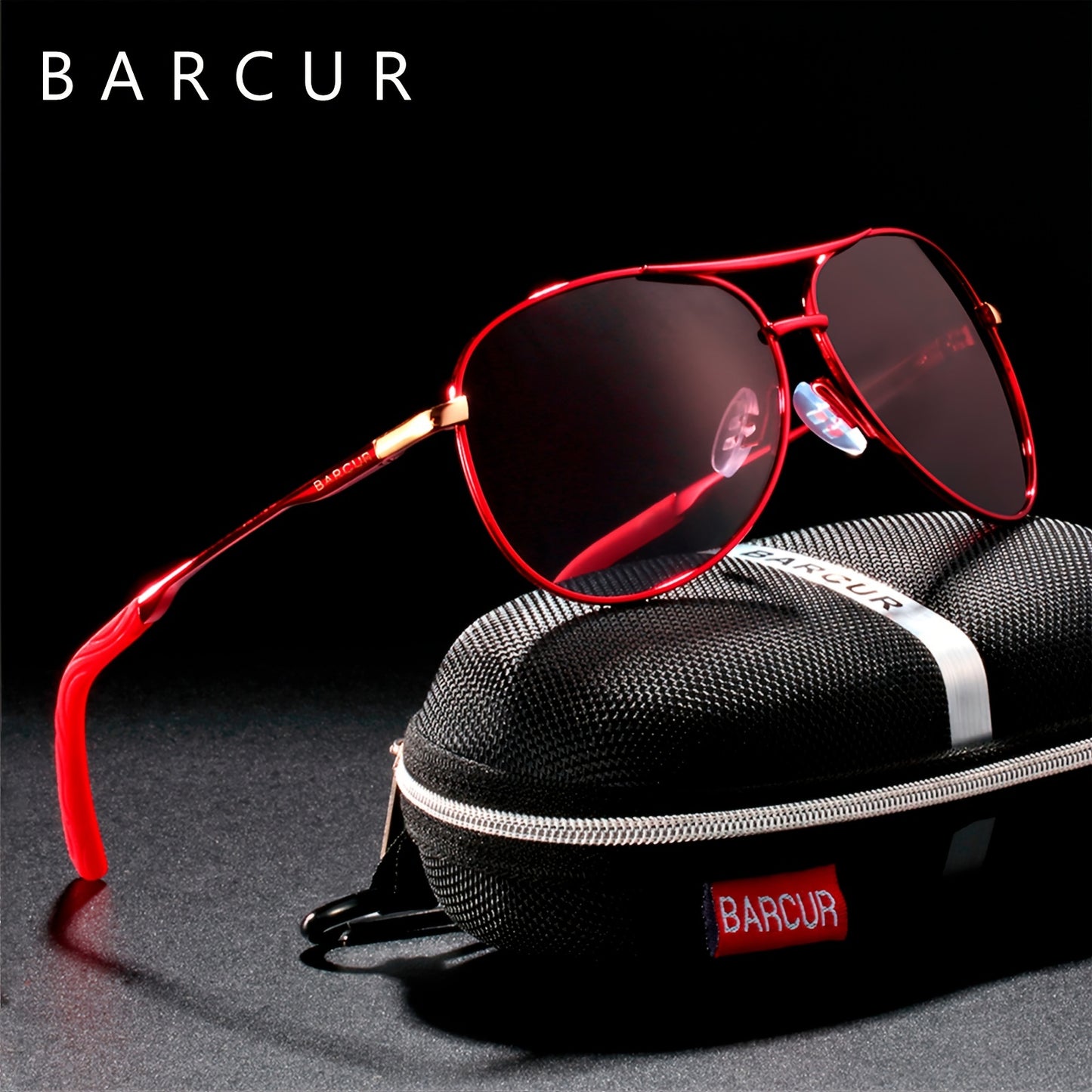 BARCUR Polarized Women Men Gradient Metal Pilot UV400 Female Gafas Oculos De Sol Masculino (With Case) with gifts box Mother's Day/give gifts