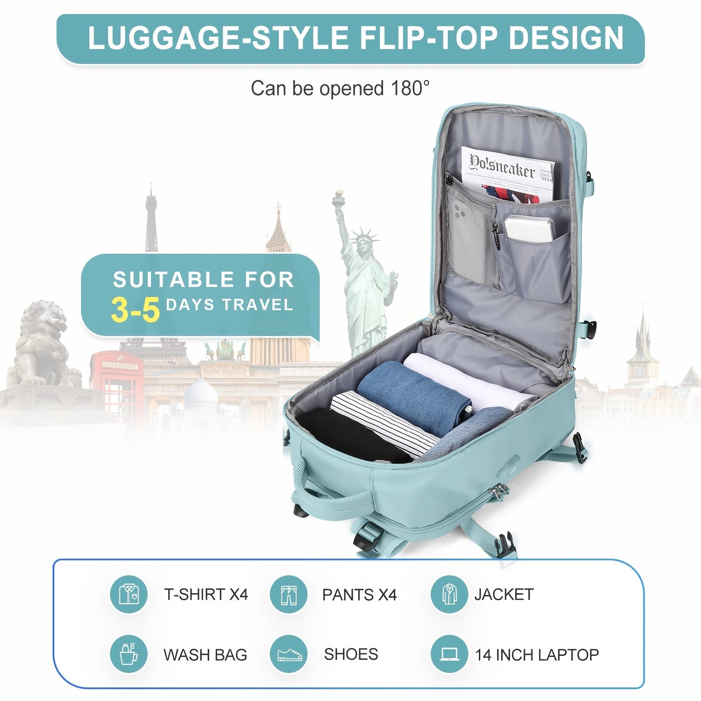 Large Travel Backpack Women, Carry On Backpack, Hiking Backpack Waterproof Outdoor Sports Rucksack Casual Daypack School Bag