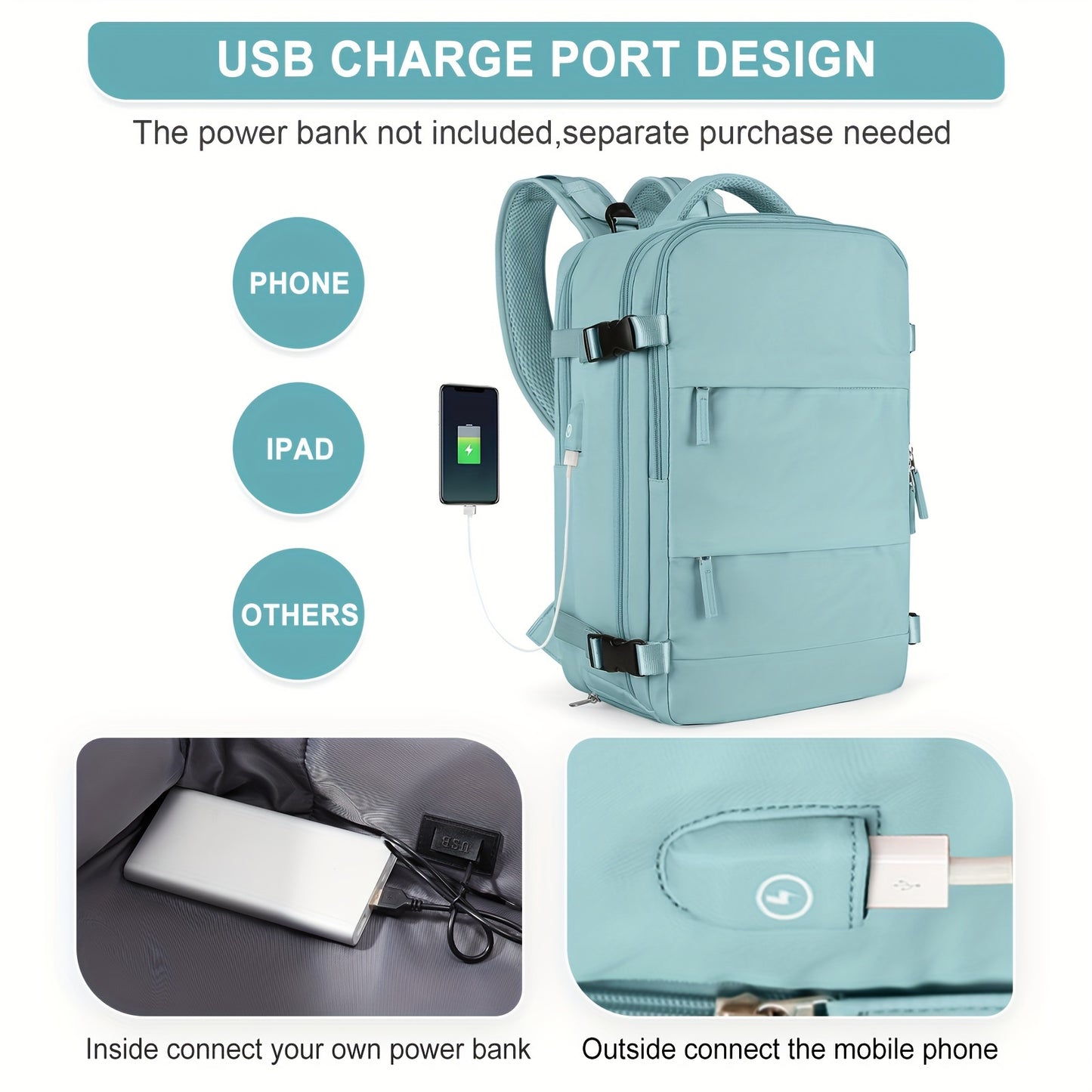 Large Travel Backpack Women, Carry On Backpack, Hiking Backpack Waterproof Outdoor Sports Rucksack Casual Daypack School Bag