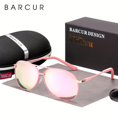 BARCUR Polarized Women Men Gradient Metal Pilot UV400 Female Gafas Oculos De Sol Masculino (With Case) with gifts box Mother's Day/give gifts